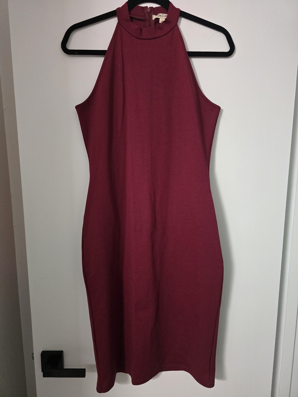 Rolla Coster Sleeveless High-Neck Midi Dress in Burgundy